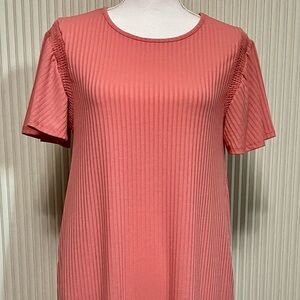 Elegant Coral Roselyn Ribbed Dress
